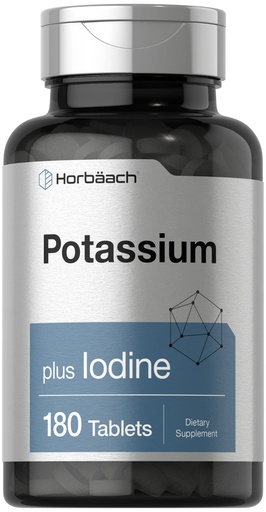 [BRSRM235CADRSEIV] Horbäach Potassium Chloride Supplement | Plus Iodine | 180 Vegetarian Tablets | Non-GMO and Gluten Free