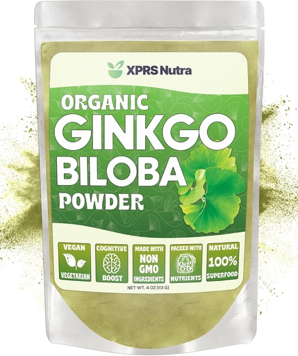 [BRSW2YI3CIGQOAA3] XPRS Nutra Organic Ginkgo Biloba Powder - Gingko Biloba Supplements for Cognition - Vegan Friendly Ginkoba Biloba Organic - Immunity Boosting Ginkgo Biloba Powder (4 oz)