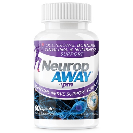 [BRSWKHY3C4PGA3DU] NeuropAWAY Nerve Support PM, with R-Alpha Lipoic Acid to Help Provide Nerve Relief in as Little as 5 Days, Acetyl-L-Carnitine, Theanine, Melatonin, and Methylcobalamin, 60 Capsules