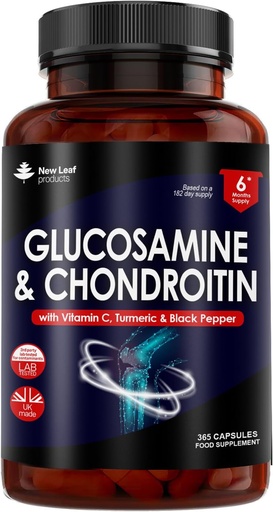 [BRSW2GT2PIFGECYZ] Glucosamine and Chondroitin High Strength - with MSM (365 Tablets) Extra Absorbency Enriched with Vitamin C, Glucosamine Sulphate Chondroitin Sulphate Gluten-Free, GMP, 365 Food Supplement Tablets