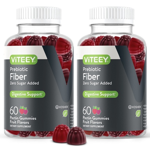 [BRSWYHQTCVYROCT2] VITEEY Prebiotic Fiber Gummies for Adults, 4g - Gut Health & Digestive Soluble Fiber Supplement Gummies - Zero Sugar Added, Vegan, Gluten-Free - 120 Count