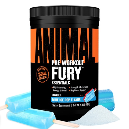 [BRSWGAA5BADRGAL7] Animal Fury Pre Workout Powder – Blue Ice Pop, 350mg Caffeine, BCAA Amino Acids, 2g Beta Alanine, Citrulline & Tyrosine, Energy, Focus, Strength, Endurance, Preworkout for Men & Women, 30 Servings