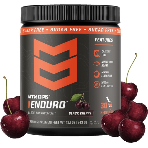 [BRSRAEL6OEHWGYA6] MTN OPS Enduro Stim-Free Pump Pre Workout, Black Cherry | Stim-Free Pump Formula, Nitric Oxide Support, L-Citrulline & L-Arginine, Caffeine Free