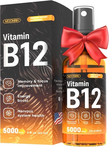 [BRSRMFQOAANWAFLH] B12 Liquid Spray - Vitamin B12 Drops for Energy and Nerve Function – Support Brain, Memory, Mood, Immune System with B12 Sublingual Vitamins – Maximum Strength Vegan B12 Supplement – 2 Fl Oz
