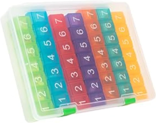 [BRSWYYYYCUMAO3TD] e-Pill 7 Times a Day x 7 Day Clear Weekly Pill Organizer, Vitamin, and Medicine Pillbox (Rainbow)