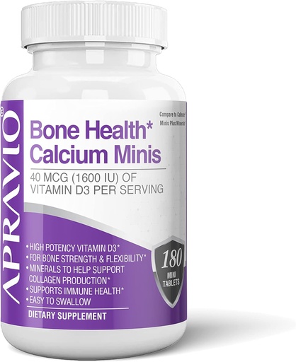 [BRSW2CYZA4BRAC3K] Bone Health Calcium Minis Tablets, Calcium Supplements w/Vitamin D3, Magnesium, Zinc, Copper, Manganese, Minerals to Help Support Bone Strength, Collagen Production, Immune Health, 180ct