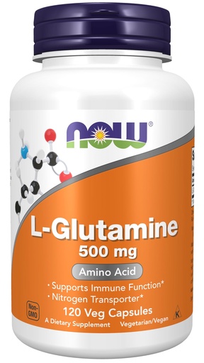[BRSWIYQYCUFBKET4] NOW Foods Supplements, L-Glutamine 500 mg, Nitrogen Transporter*, Amino Acid, 120 Veg Capsules