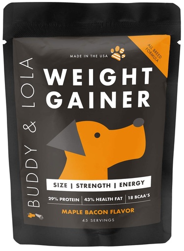[BRSWGZQNC4HAK3DD] Buddy & Lola Dog Weight Gainer - Dog Supplement for Weight Gain - Dog Protien Powder for Max Muscle Builder, High Calorie Supplement for All Dogs & Breeds inc Bully. Pro Food Topper - Made in The USA