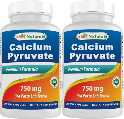 [BRSWI2QOOECGMA3Y] Calcium Pyruvate 750 mg 120 Capsules by Best Naturals (Pack of 2)