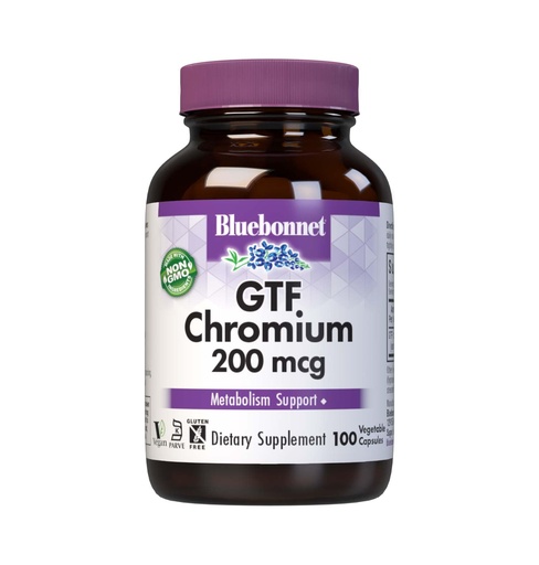 [BRSWIYQZBQIRWCLI] Bluebonnet Nutrition GTF Chromium 200mcg, Essential Minerals Supplement for Women & Men - Soy-Free, Gluten-Free, Non-GMO, Kosher Certified, Dairy-Free, Vegan, 100 Vegetable Capsules