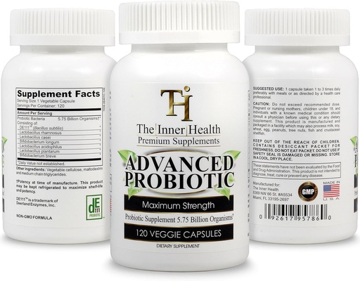 [BRSWECAQBEORA3TK] PROBIOTIC Supplement 5.75 Billion Organisms-Bacillus Subtilis Bifidobacterium Longum L.Acidophilus L.Rhamnosus L.Plantarum-120 Caps