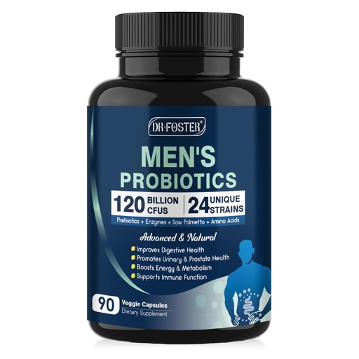 [BRSRAZTYBYPGEDI7] Probiotics for Men Digestive Health, 120 Billion CFUs Mens Probiotic with Digestive Enzymes & Prebiotics & Saw Palmetto & Cranberry for Gut, Prostate & Urinary Tract Health, Shelf Stable, 90 Capsules