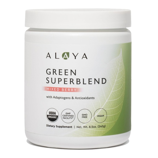 [BRSWGHARDMOQKHT3] Alaya Organic Super Greens Powder – Superfood Blend with Spirulina, Chlorella, Probiotics, Digestive Enzymes, Adaptogens & Fiber – Vegan, USDA Organic, Non-GMO, 30 Servings, Mixed Berry