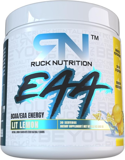 [BRSRAHQ7AAHAEH3B] RUCK NUTRITION EAA | Hydration, Energy, and Recovery Supplement | Full Spectrum Essential Amino Acids + BCAAs (30 Servings, Lit Lemon)
