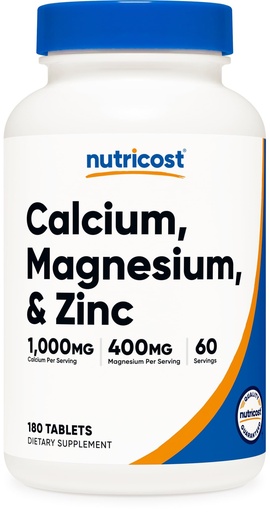 [BRSROEITCFYWKEL4] Nutricost Calcium, Magnesium & Zinc Tablets 1,415 mg, 180 Tablets - Vitamin/Mineral Blend Supplement, 60 Servings - Gluten Free, Non-GMO