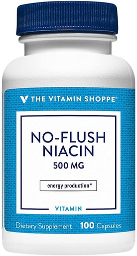 [BRSWIYTYOEDRA3Y5] The Vitamin Shoppe No Flush Niacin 500MG, Supports Cholesterol Levels Already Within The Normal Range, Supports Metabolism & Energy Production, Once Daily (100 Capsules)