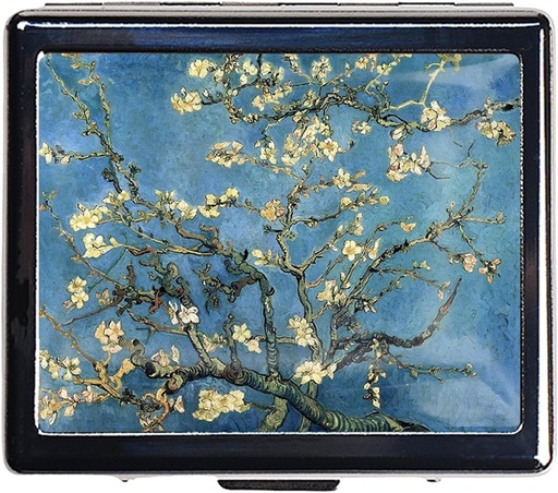 [BRSROAIPA4IQAAA6] Silver Vintage Pill Box 7 Day Metal Pill Box so zrkadlom a 8 oddeleniami Roztomilé cestovné pilulky Organizátor pre Purse (Art Almond Blossoms)