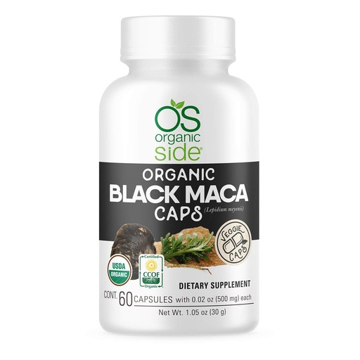 [BRSWYCQFBMBAIEL6] OS Organic Side | Organic Black Maca 60 Capsules | Natural Supplement with Black Maca Root Powder | Plant-Based Capsules for Energy, Vitality, and Hormonal Balance