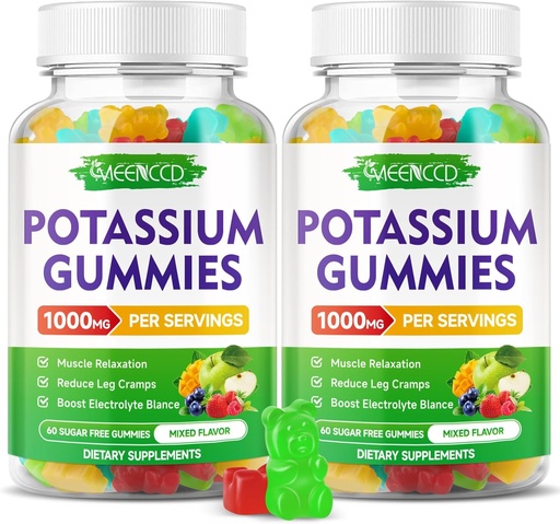 [BRSRAGI2OYPWGF35] Kalium Citrate Gummies 1000mg, høy potens Kalium Supplement Gummies for voksne kvinner og menn, støtte ben krammer og muskel helse, sukker-fri, blandet frukt flavor, 120 greve