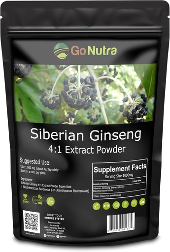 [BRSWGEDRDNYAGG3O] Go Nutra Siberian Ginseng - Eleuthero Root Powder | 4:1 Extract 4X Times Stronger | Supports Energy & Stamina | Natural & Adaptogenic | Eleutherococcus Senticosus | Non-GMO | 1lb (16 Ounce)