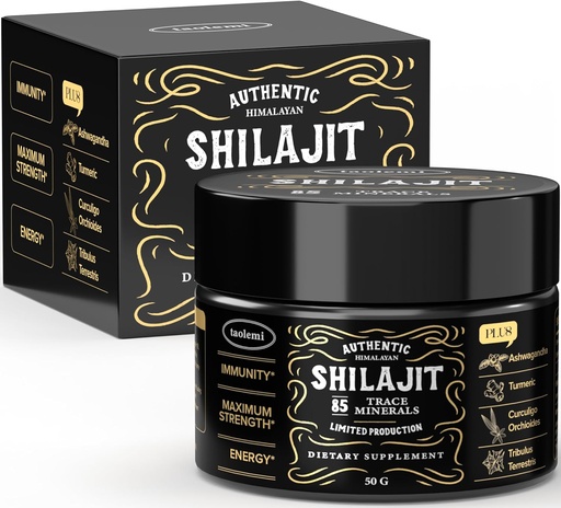 [BRSROA34AEBGCYDG] Shilajit Pure Himalayan Organic, Taolemi 50g Jar Natural Shilajit Resin for Men & Women, 85+ Trace Minerals & Fulvic Acid, Pure Himalayan Extract, Natural Energy and Vitality Enhancer, 800MG, 62.5 Ser