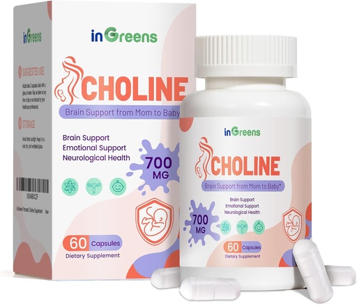 [BRSRAZYBOYCQIYI6] Prenatal Choline Supplement, 500mg, with Inositol, B1, B6, Brain Development in Utero/Early Life, Increase The Choline Content in Breast Milk，30 Day Supply