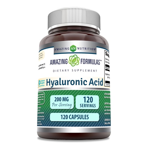 [BRSWGCQBBUFB4FDO] Amazing Formulas Hyaluronic Acid Supplement | 200 Mg Per Serving | 120 Capsules | Non-GMO | Gluten Free | Made in USA