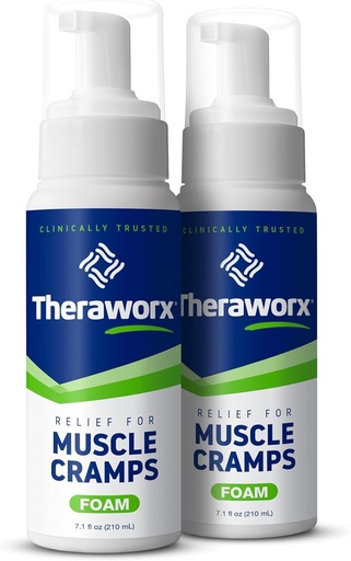 [BRSRAEDQBBYWOFY6] Theraworx Relief for Muscle Cramps Foam, 7.1 Oz (2 Count) | Clinically Trusted, Fast-Acting Muscle & Leg Cramp Relief, Made with Magnesium Sulfate. Paraben-Free, no mess or strong odor.
