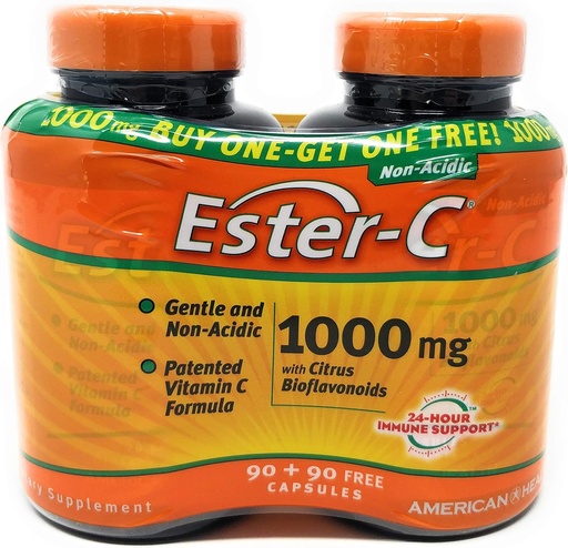 [BRSWIZQACMEBEE3U] American Health Products Ester-C 1000mg with Citrus Bioflavonoids 90 + 90 Free 90+90 Capsule