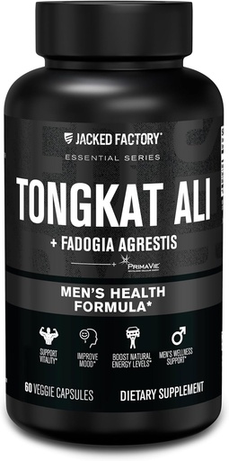 [BRSROFICAVYQK3DZ] Jacked Factory Indonesian Tongkat Ali + Fadogia Agrestis - 200: 1 Extract Longjack Tongkat Ali til mænd med Fadogia Agrestis 600 mg & Primavie Shilajit til støtte Vitality, Energy, & Mood - 60 kapsler