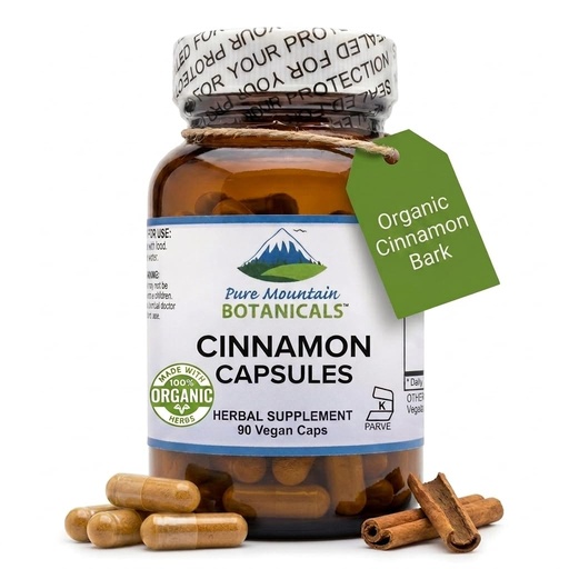 [BRSWIAA7DMGRKYDO] Pure Mountain Botanicals Cinnamon Capsules - Kosher Vegan Pills with 1000mg of Organic Cassia Cinammon Bark Supplement