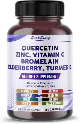 [BRSROCANAAAQYF3F] Quercetin Elderberry Turmeric Vitamina C Zinc - Suport pentru imunitate - Made in USA