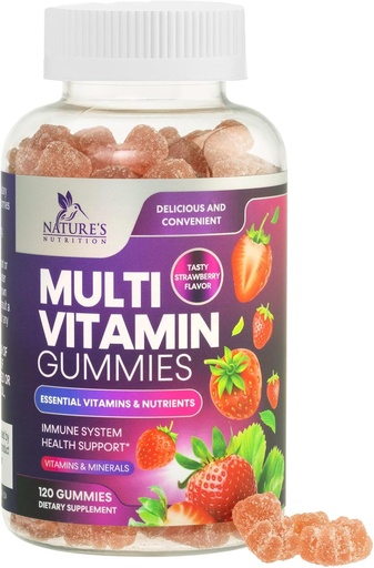 [BRSWYYA6CMFRE236] Multivitamin Gummy til voksne, Daglige Gummy Vitamin & Min med Vitaminer A, C, D, B12 for kvinder og mænd, Immunstøtte Gummy Multivitaminer supplement, Voksen Multi VIT Vitamin - 120 Gummies