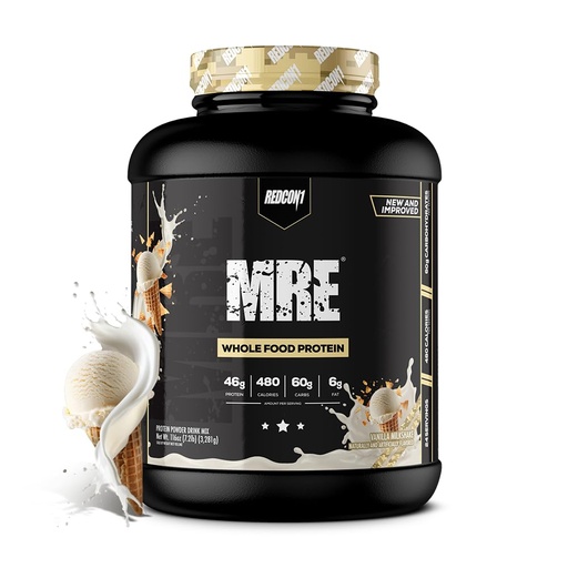 [BRSWYED7AV7QYYD2] REDCON1 MRE Whole Food Protein Powder, Vanilla Milkshake - Meal Replacement Made with Animal and Plant Based Protein Sources, Nutrient and Calorie Dense, 0g Added Sugar (24 Servings)