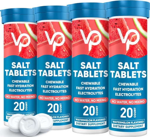 [BRSRA2YLOUPRMCTG] Venture Pal Chewable Electrolyte Tablets, 80 Count Fast-Dissolve Sugar-Free Stick Salt Tablets - Variety Pack for Rapid Hydration, Outdoor Running, Hiking, Sports | Keto & Vegan Friendly | 4 Pack
