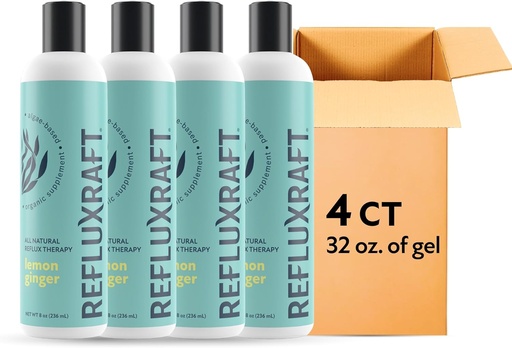 [BRSRAEIKAF4AKC3X] Terapia acida di riflusso, Alginato organico, Gerd a lunga durata, LPR & Digestion Symptom Support, Zucchero Zero, Gluten Free, Sodio basso, Zenzero di limone, 47 Servi Gel Per 8 OZ Bottiglia, 4 Pack