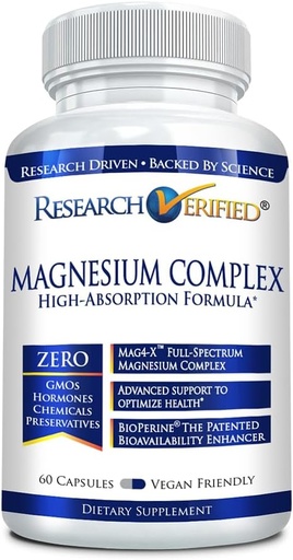 [BRSRO2YECUIGG3D3] Research Verified Magnesium Complex - Brain, Muscle and Nerve Dukung - Magnesium Bisglycinate, Malate, Citrate, dan Oxide - Bioperin - Vegan - 60 Kapsul - Paket 1