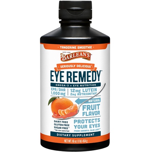 [BRSWKFQ4BJYGMDA7] Barlean's Omega 3 Eye Remedy Fish Oil Liquid Supplement with Lutein, Astaxanthin and Zeaxanthin,1000mg EPA and DHA Fatty Acids, Tangerine Flavor, 16 oz