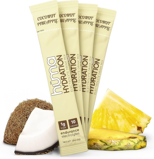 [BRSROZI2BMPAMYLJ] HUMA CHIA השקיה תערובת, קוקוס Pineapple 30 Packets - Low Calorie, High Electrolyte אבקת ספורט ופעילות גופנית - 100% טבעי, 1g סוכר, 10 Cal
