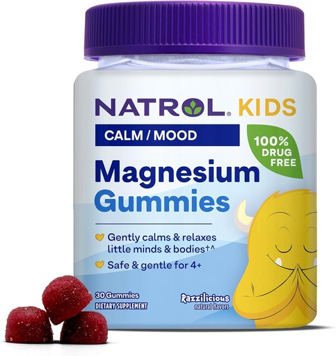 [BRSROCQFPN6RUE3A] Natrol Kids Magnezyum Citrate Gummies, Gally Calm ve Relax Little Minds ve Bodies, Plus Sağlıklı Kas Rahatlama ve Fonksiyonlar, 30 Razzili Gummies, 30 Day Supply