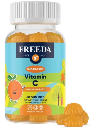 [BRSROGI6B5YWEC32] FREEDA Vitamin C Kids Vitamin C Gummies - Kids Sugar Free VIT C Gummy Chewable for Adults, Teens & Children - Certified Kosher, Delicious Orange Flavor, Zero Sugar Immune Support Supplement (60 Ct)