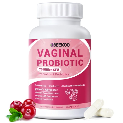 [BRSRAH34DEFBUGQ6] Vaginal Probiotics for Women, 70 Billion CFU for Vaginal Health, pH Balance, Urinary Tract, Digestive with Prebiotics, Organic Cranberry & D-Mannose for Vaginal Odor & Flora Supplements - 60 Capsules