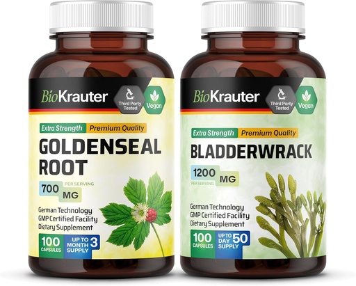 [BRSRAGI5AFYR43L7] BIO KRAUTER Goldenseal 100 Capsules & Bladderwrack 100 Capsules