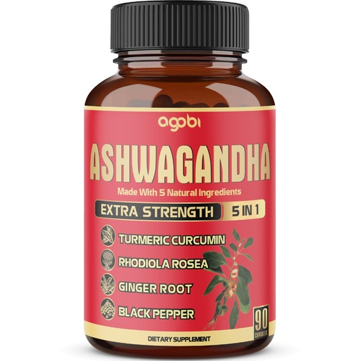 [BRSWYFL4OIIREYLH] 90 Capsules - Ashwagandha Supplement Capsules - Ginger Root, Turmeric, Rhodiola Rosea & Black Pepper