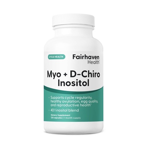 [BRSWY2YFCAIW2ALL] Fairhaven Health Myo-Inositol and D-Chiro Inositol for Women with PCOS | 40:1 Ratio | Inositol Supplement for Hormone and Ovarian Health | Myoinositol | Vitamin B8 | 120 Capsules