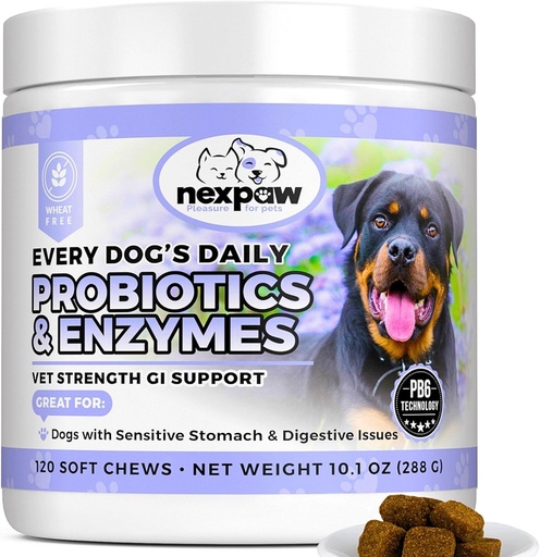 [BRSWGFI7CB6BG3LB] Dog Probiotics and Digestive Enzymes - Relief Diarrhea, Dog Gas, Bloating, Constipation, Upset Stomach - Pet Digestive Support - Soft Chews Probiotics for Dogs & Puppies