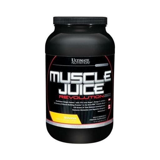 [BRSWIHYQOIPRAFIV] Ultimate Nutrition Muscle Juice Revolution 2600 Weight Gainer, Muscle Recovery with Glutamine, Micellar Casein and Time Release Complex Carbohydrates, Banana Protein Powder, 4.69 Pounds