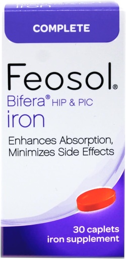 [BRSWGZQCBYPQOD35] Feosol Bifera HIP & PIC 철 보충교재, 완전한 - 30의 모자, 3의 팩