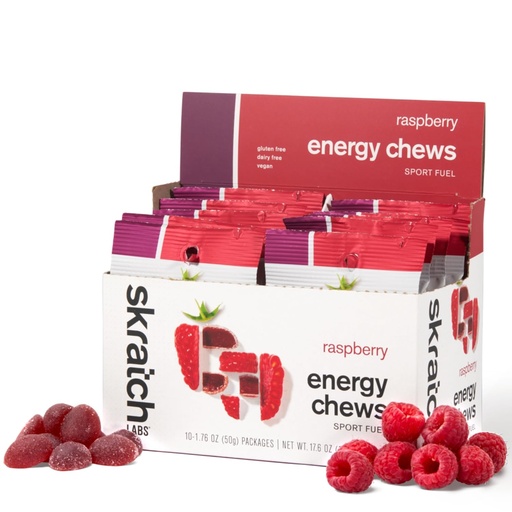 [BRSWGZD6CQJRQC3U] Skratch Labs Energy Chews | Gummies for Running, Cycling & Endurance Quick Carbs for Athletes, Easy to Digest, Real Fruit | Gel Alternative for Runs & Rides | Raspberry 10 Pack | Gluten Free, Vegan