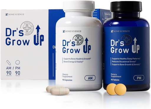 [BRSRAAQCCMPRSG3Z] SCIENCE DE L'OBJECTIF - Le Dr Grandit AM & PM - Soutien nutritionnel quotidien Premium pour les enfants et les adolescents, la santé des os et des articulations et le soutien immunitaire, formule du matin et de la nuit - 90 capsules et 90 comprimés